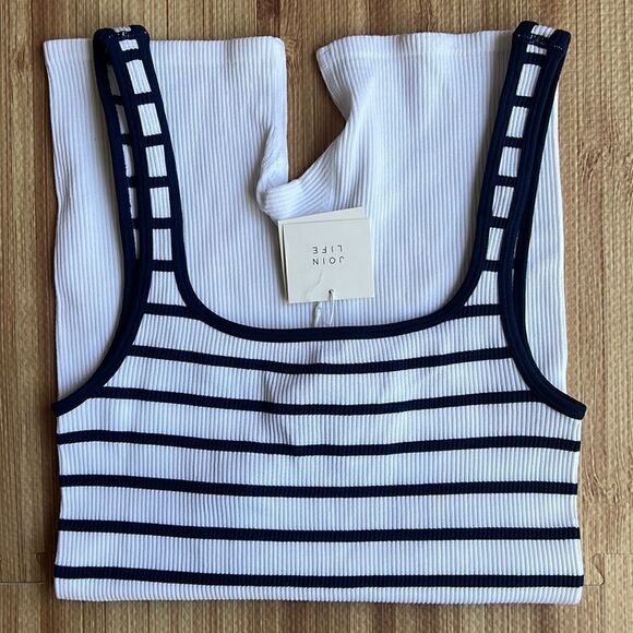 Zara Limitless Contour Strappy Seamless Unitard white with Blue Stripe - Picture 4 of 15